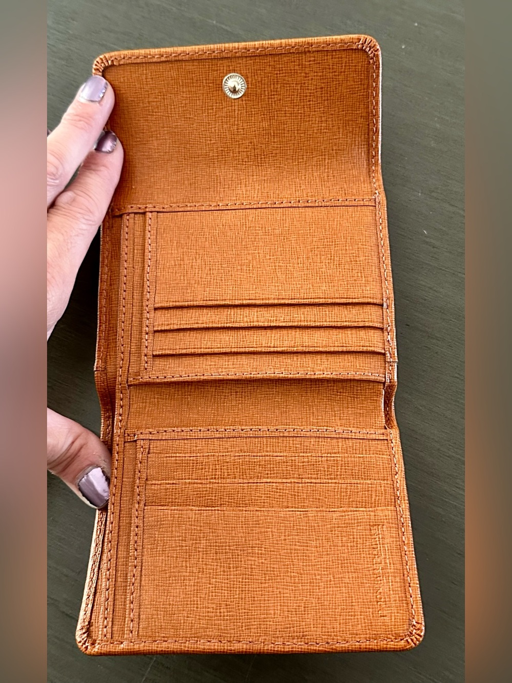 Dooney & Bourke Tan Leather Saffiano-Texture Wallet with Gold Plaque - Picture 3 of 4